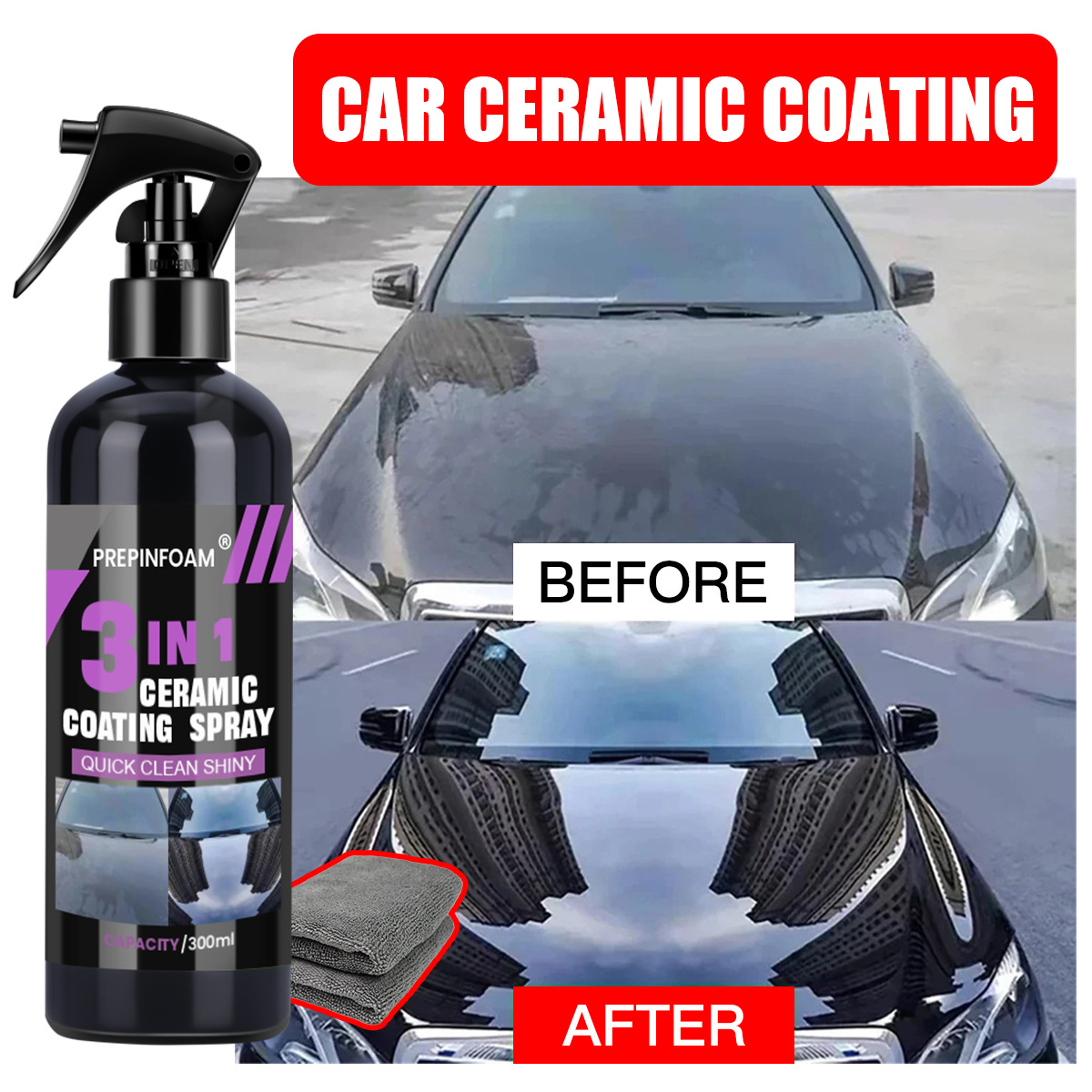 Car Wax Ceramic Coating - Spray Limpiador Rápido para Coche, Elimina
